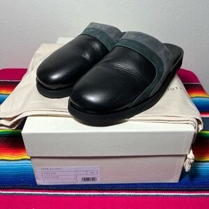 John Elliott Black Grace Slide Loafers Miles in Black Leather Size 43/US 10